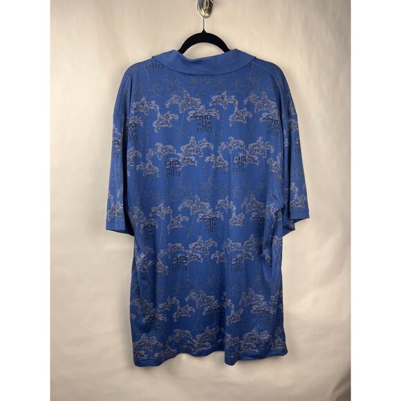 Greg Norman Polo Shirt Blue Palm Tree Print Cotton XL Island Resort Casual - Picture 6 of 8